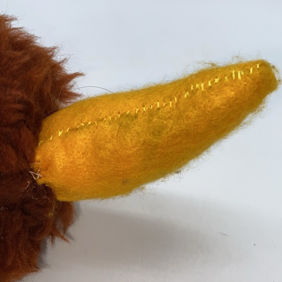 Vintage Hand Made Plush Stuffed Toy Yellow Horns Brown Orange Body with Tail - Picture 6 of 12
